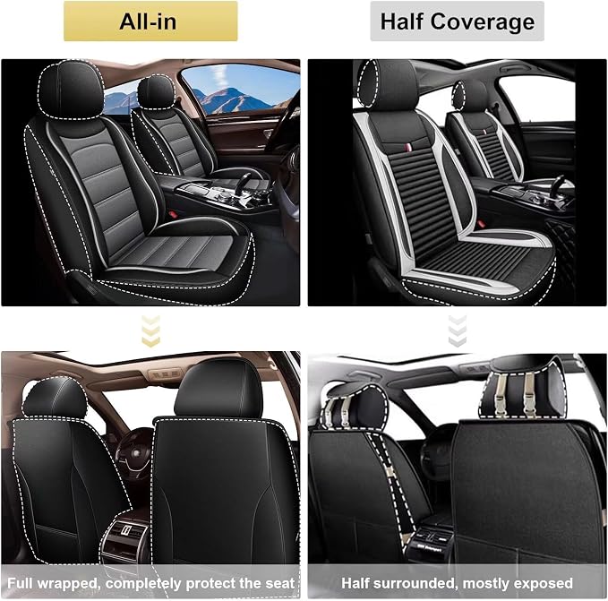 IKABEVEM Car Seat Covers Fit for Acura TL 2004-2014: Luxury Leather Automotive Front Seat Covers Car Seat Protector(2PCS Front, Black&Grey) - Image 5