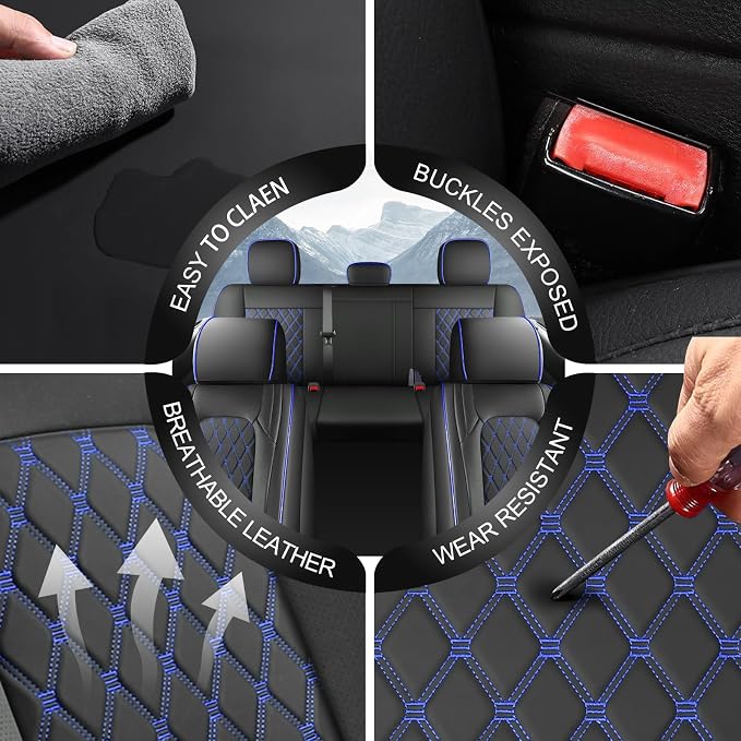 Seat Covers for Silverado/Sierra| Nappa Leather Pickup Truck Custom Seatcovers Full Set for Chevy Silverado GMC Sierra 2014-2018 1500, 2015-2019 2500HD 3500HD Crew Double Extended Cab - Image 6