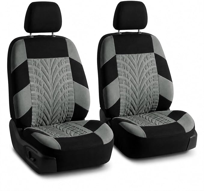 FH Group Front Set Premium Cloth Car Seat Covers for Low Back Car Seat with Removable Headrest, Universal Fit, Airbag Compatible Seat Cover for SUV, Sedan, Beige by FHGroup