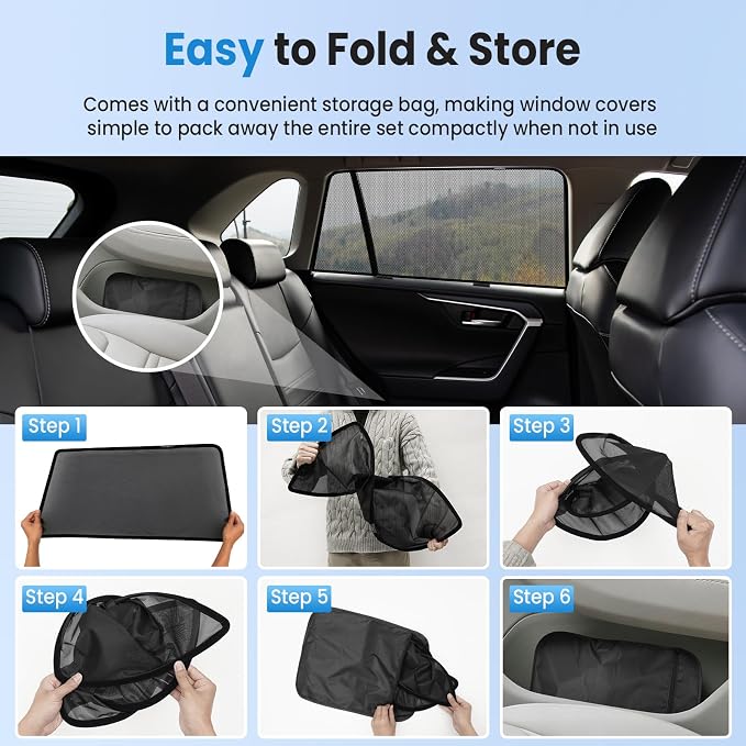 KUST Car Window Shades for 2017-2022 Honda CR-V CRV Accessories, Breathable Mesh Magnetic Window Covers, Rear Back Side Window Sun Shades UV Block Privacy Protection for Baby Camping Napping 2PCS - Image 9