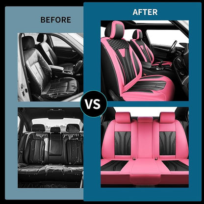Fit Maxima Car Seat Covers Premium Leather for Nissan Maxima 2011-2025 2026. Waterproof， Breathable, Scratch-Resistant & All-Weather Seat Cushion Protector（2 Front Seats,Pink&Black - Image 5