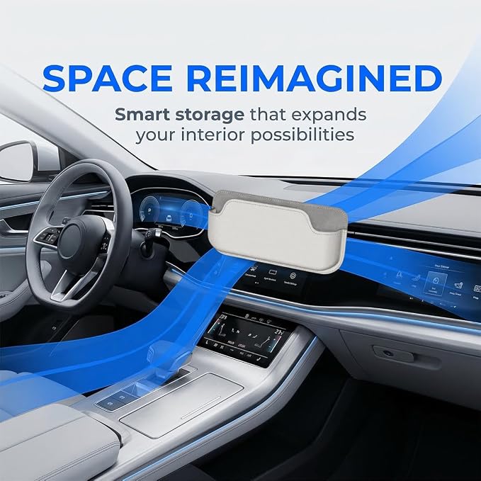 Sunglasses Holders for Car Dashboard, Self Adhesive Vehicle Center Console Glasses Storage Case, Automotive Interior Eyeglasses Storage Box Organizer, Universal Fit (White) - Image 6