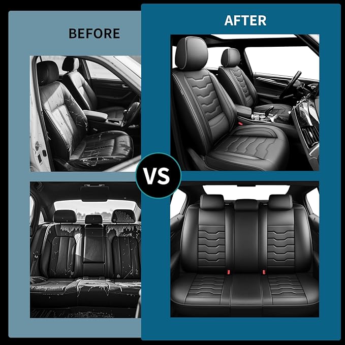 Fit Versa Car Seat Covers Premium Leather for Nissan Versa 2009-2025 2026. Waterproof， Breathable, Scratch-Resistant & All-Weather Seat Cushion Protector（Full Set,Black - Image 5