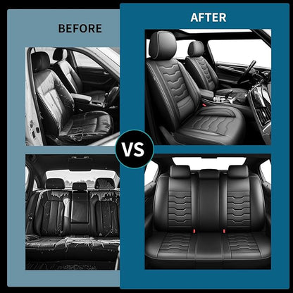 Fit Versa Car Seat Covers Premium Leather for Nissan Versa 2009-2025 2026. Waterproof， Breathable, Scratch-Resistant & All-Weather Seat Cushion Protector（Full Set,Black - Image 5