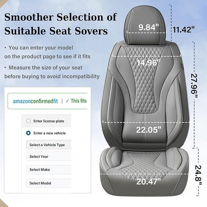 Coverado Gray Nappa Leather Car Seat Covers Front Seats ，Waterproof Car Seat Protector & Cushion, Universal Fit for Most Cars - Image 5
