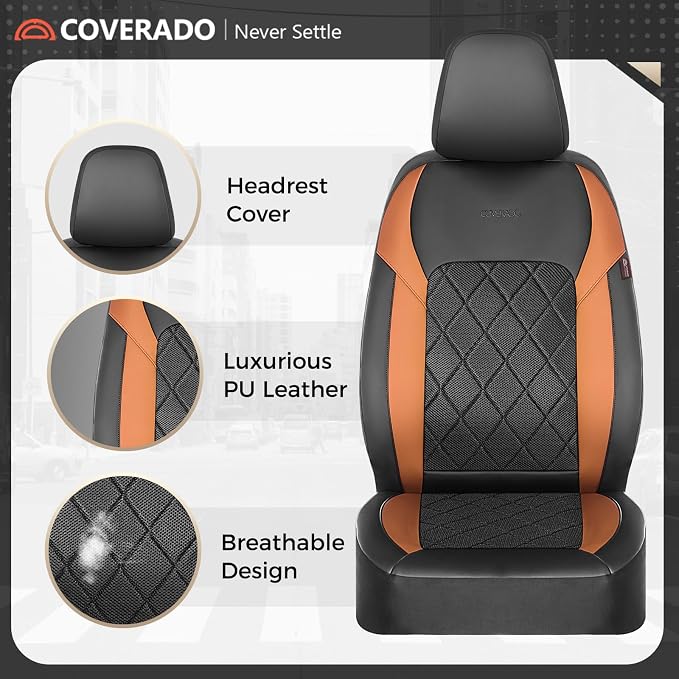 Coverado Car Seat Covers, Front Seat Covers, 2 Front Automotive Seat Cover, Mesh Breathable Seat Protectors, Universal Fit for Most Cars - Image 3