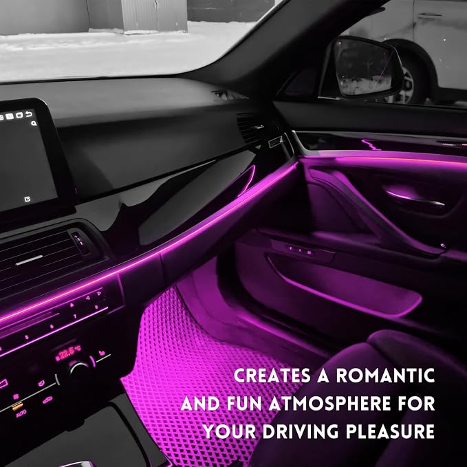 Car LED Strip Light, 12V 24 LEDs RGB Car Atmosphere Lamp with Cigarette Adapter Plug, Vehicle Under Dash Floor Ambient Night Decorative Lighting Kit (Pink Purple) - Image 5