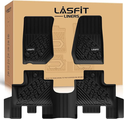 LASFIT Floor Mats for Jeep Wrangler JK 2014-2018 Unlimited 4 Doors | NOT for JL or 2-Door, All Weather, TPE, Custom Fit, Car Mats, Floor Liners, 1st & 2nd Row, Black by LASFIT
