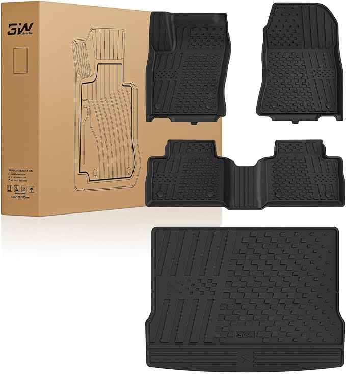 3W Floor Mats & Cargo Liner for Nissan Kicks 2025 2026 (Non Play Version) | Cargo Liner, Max Surface Coverage, Anti-Slip, Black, Durable, Custom Fit, Safety Comes First, TPE All Weather, Non-Slip by 3W
