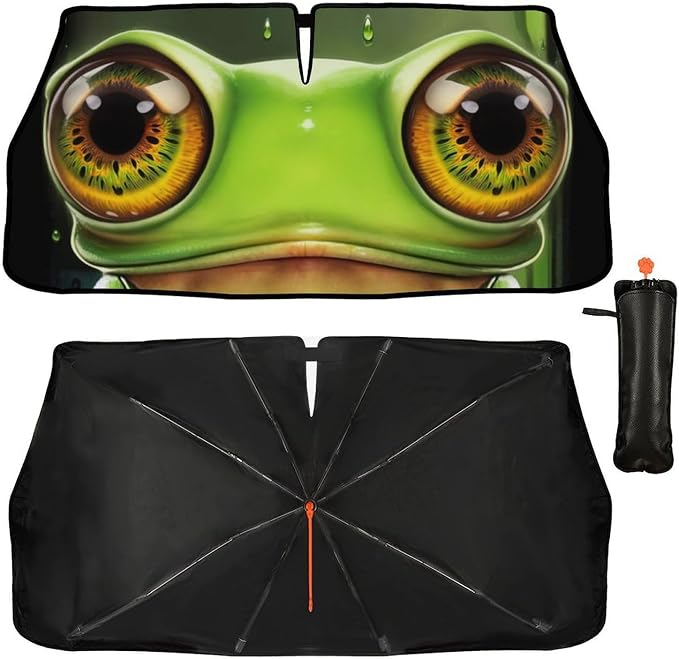 Frog Eye Car Windshield Sun Shade Umbrella Automotive Windshield Sunshade Foldable Front Car Accessories Interior Decor to Keep Vehicle Cool for Most Vehicles 57'' X 30'' - Image 5
