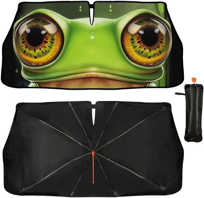 Frog Eye Car Windshield Sun Shade Umbrella Automotive Windshield Sunshade Foldable Front Car Accessories Interior Decor to Keep Vehicle Cool for Most Vehicles 57'' X 30'' - Image 5
