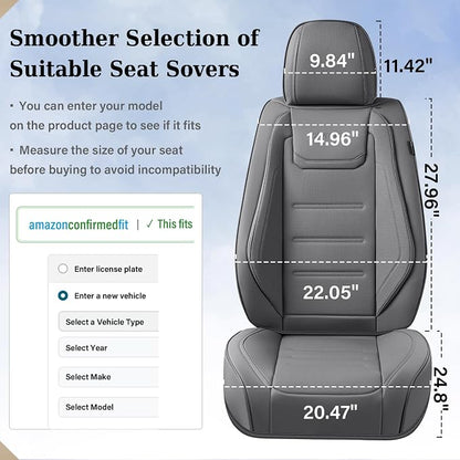 Coverado Car Seat Covers Full Set, Seat Covers for Cars, Car Seat Cover, Car Seat Protector Waterproof, Leather Car Seat Cushion, Universal Car Interior Covers Seat Protectors for Most Cars Gray - Image 7