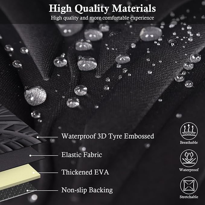 CAR PASS Neoprene Waterproof Seat Covers,Wetsuit Car Seat Covers Front Seats Universal Fit for Vans, Truck, SUV Two Front Only, 3D Tyre Embossed Anti Slip with Armrests, Airbag Compatible(Black) - Image 5