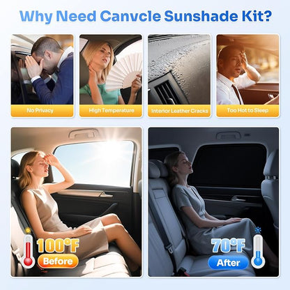 Canvcle Window Shades for Ford F150 2015-2020 F-150 SuperCrew 4 Door Accessories Windshield Sun Shade Side Rear Window Cover Sunshade Sun Shield Privacy Protection for Camping Keep Car Cool Black 6PCS - Image 3