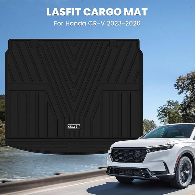 LASFIT Cargo Liner for Honda CR-V 2023-2026 (Gasoline & Hybrid & e:FCEV) | All Weather Custom Fit Anti-Slip Pet Friendly Easy Clean TPE Trunk Mat (Upper Position), Cargo Only Black - Image 2