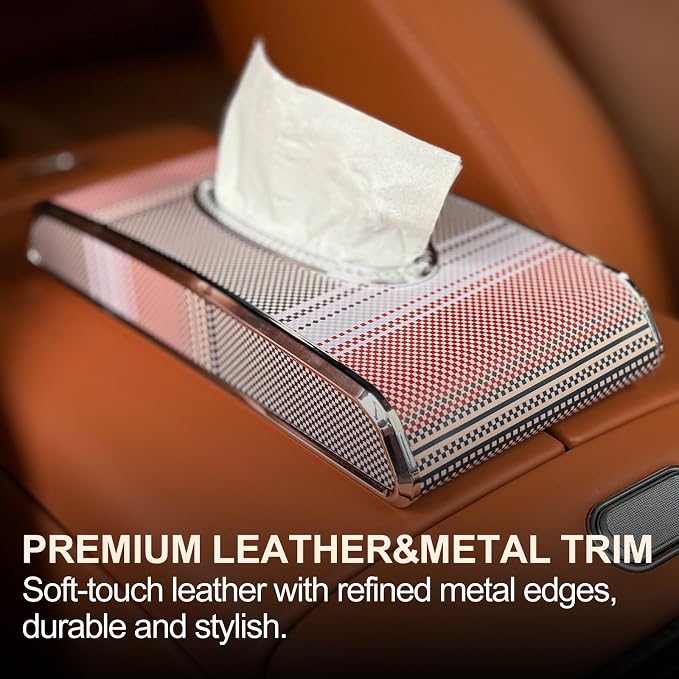 Car Tissue Holder, Flat Tissue Box for Car, Napkin Organizer | Kleenex Holder for Center Console, Armrest or Back Seat, Compact Car Accessories for Women & Men, Travel Essentials - Image 3