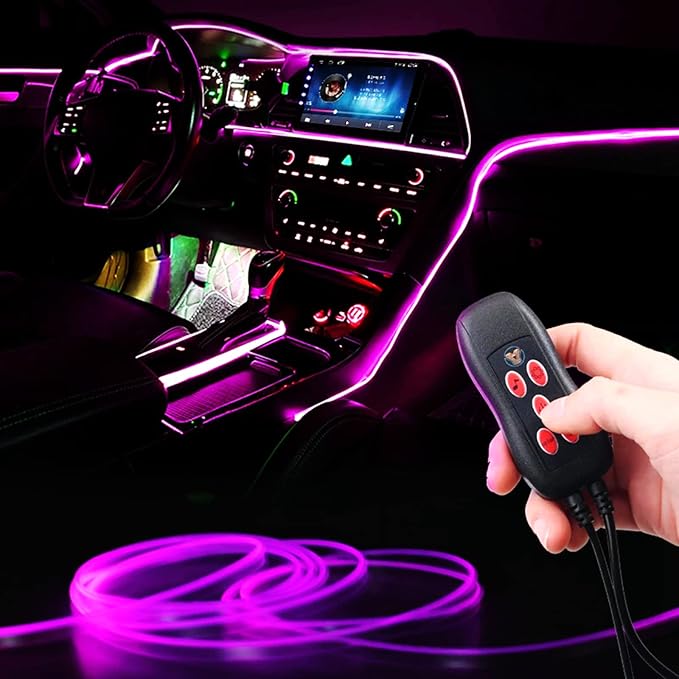 Interior Car Ambient Lighting Neon Kit for Center Console Dashboard Gap | 1 To 2, with 16.4ft Ultrathin Fiber Optic, High Bright, Multicolor, USB interface, Music Sync, Multiple Modes, Universal by Goodream