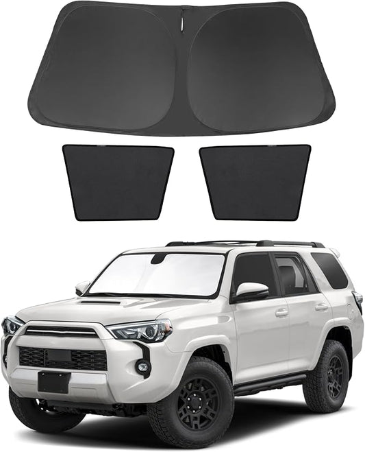 3PCS Car Window Shades Front Windshield Sun Shade Foldable Window Shade Custom Fit for 2017-2024 Toyota 4Runner Accessories Car Shades for Front Windows Anti-UV Rays Block Heat by FannycCargoCover