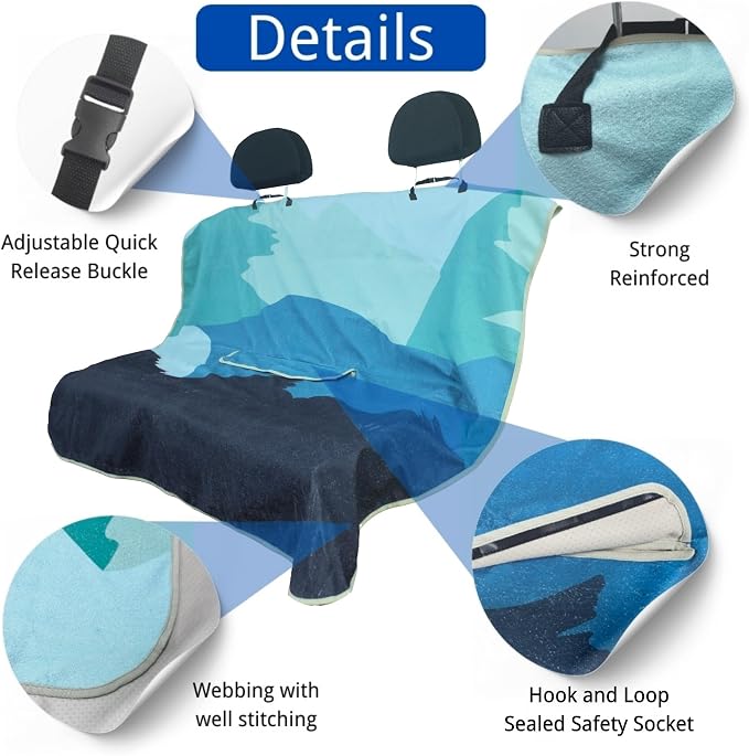 Waterproof Back Seat Cover for Dogs and Kids, Car Seat Protector Under Baby Car Seat, Child and Dog Car Seat Cover Blanket for Rear Bench(Mountains, Rear Bench Seat Towel) - Image 8