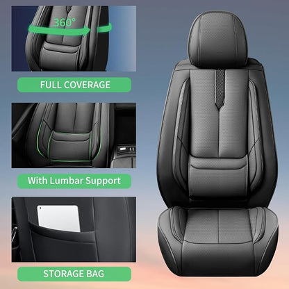 Fit Titan Car Seat Covers (5 Seats) for Select Nissan Titan 2009-2024 2025 2026 - Full Coverage Leather,Airbag Compatible, Waterproof & All Weather Seat Cushion Protector,Full Set,Black - Image 8