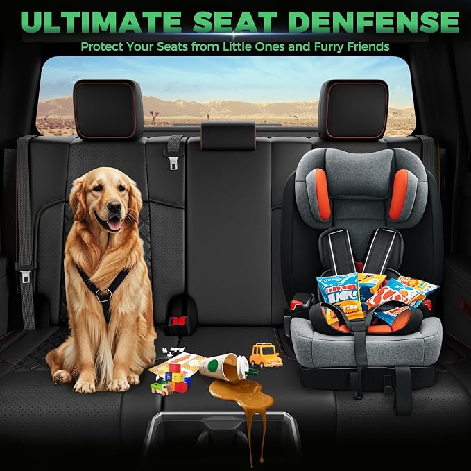 RIDEPOSH Custom Leather Seat Covers for Toyota Tacoma Double Cab 2024-2026 | full set, BKbrown, OEM fit, premium waterproof leather, anti-slip, extra pockets, long-term durability, airbag compatible - Image 5