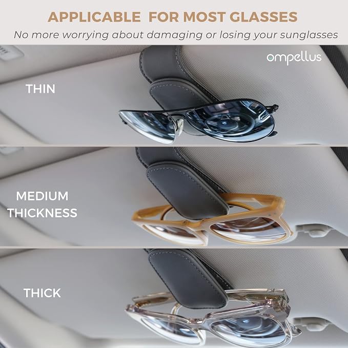 Magnetic Leather Car Sunglass Holder, Visor Sunglasses Holder Clip, 1 Pack | Suitable for Different Size Eyeglasses, Easy Opreation, Car Organziation Accessories - Image 3