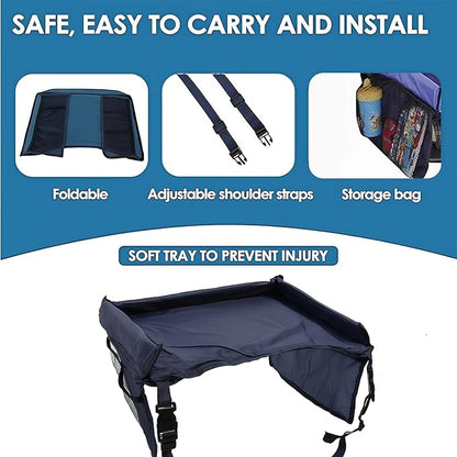 Kids Travel Tray for Car Seat - Toddler Road TripEssentials with Drawing Kit, Lap Desk Organizer for Car &Airplane - Image 2