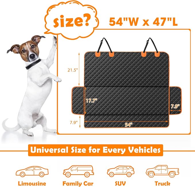 MIXJOY Dog Seat Cover for Back Seat Waterproof Dog Seat Covers for Cars, Car Seat Protector for Dogs, Nonslip Back Seat Cover for Trucks & SUV - Image 2