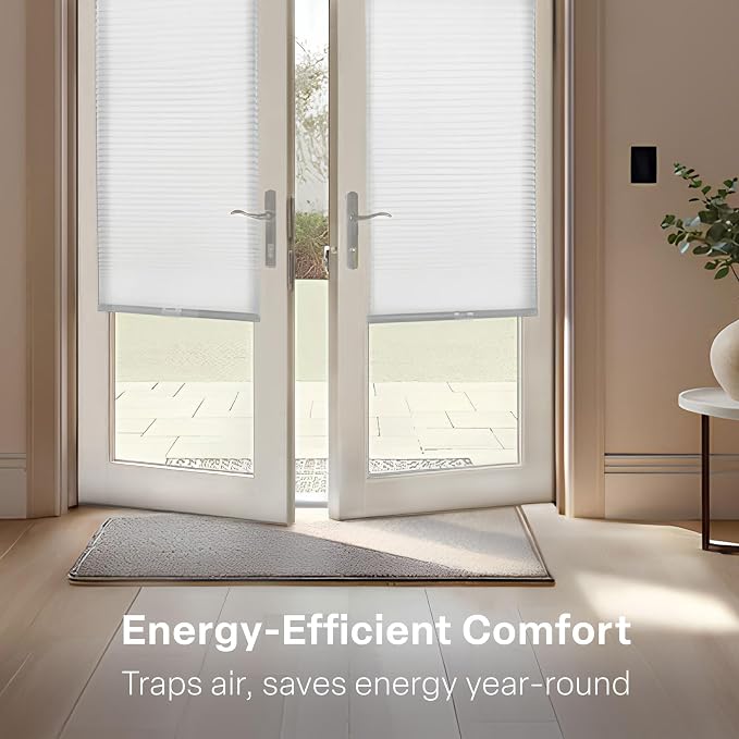 REGAL estate Adhesive Top Down Bottom Up Door Shades, White, 25 x 84 in | Damage-free removal, Ideal for renters and smooth doors, PeelMount no-drill design, Light filtering, Cordless cellular shade - Image 4