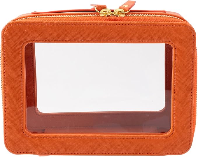 SANHECUN Toiletry bag waterproof cosmetic organizer with with handle large opening for travelling car organizers (Orange) by SANHECUN