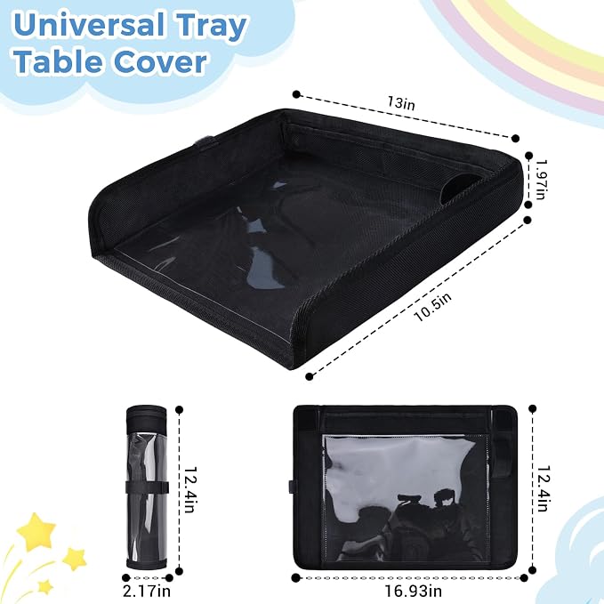 COOLBEBE Airplane Tray Table Cover, Foldable Travel Tray Cover | for Toddlers 1-3, Universal Fit for Airplane, Car Seat, High Chair, Machine Washable, Portable, Black - Image 7