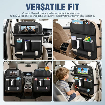 Nilight Car Seatback Organizer 1PC Black PU Leather Universal | Foldable Tray Tablet Holder Tissue Box Removable Bucket Waterproof Storage Bag for Cars Vans SUVs MPVs Pickup Trucks - Image 9