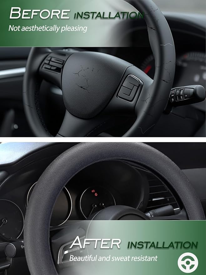 LRITER Car Steering Wheel Cover, Non-Slip Silicone Material, Grey2PCS | Multiple Color Choices, Universal Auto Parts Steering Wheel Cover, Suitable for Most Cars - Image 4