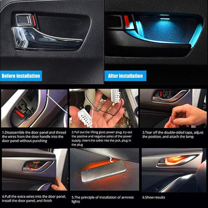 4pcs Car Ambient LED Light Auto Inner Door Bowl Handle Armrest Light Car Door Interior Decorative Atmosphere Lamp Universal (Blue), DB-01 - Image 6