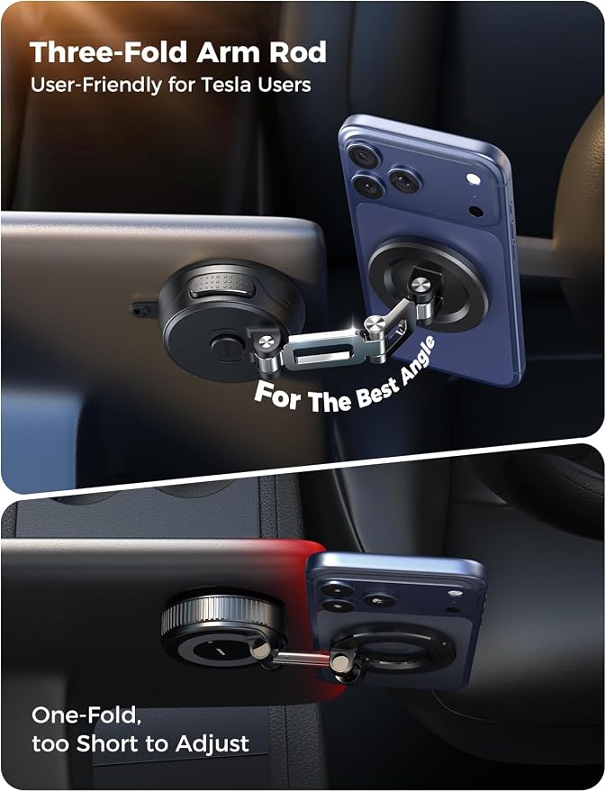 JOYROOM Car Mount for iPhone, [Tri-Fold] MagSafe iPhone Car Mount, [Suction Pro+Gel Base] 360° Rotation iPhone Car Holder, Strong Magnet for iPhone 17 Pro Max and Other Series[Not for Charging] - Image 2