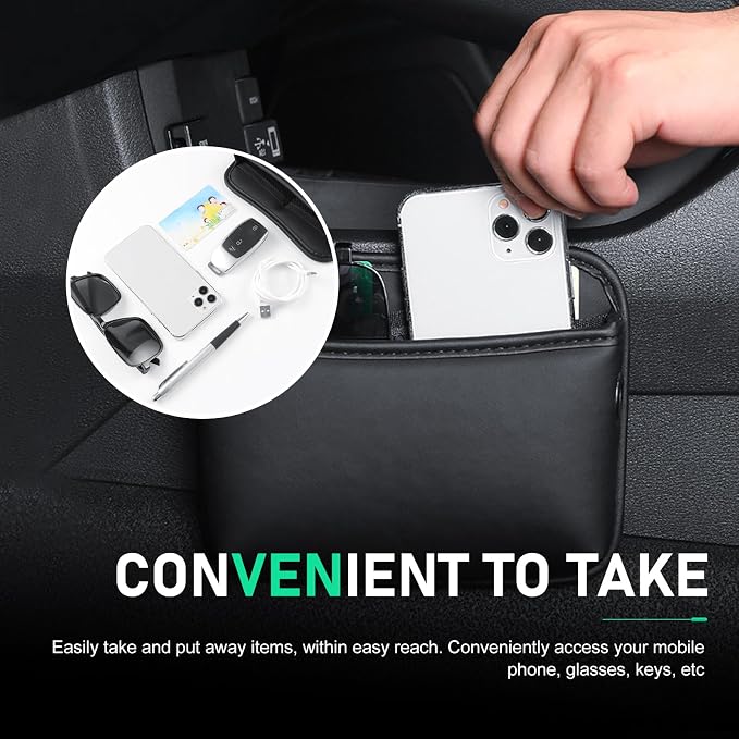 2 PCS Car Seat Side Storage Pockets, Multifunctional Console Side Organizer Bags, PU Leather Car Seat Side Pocket Pouchs, Universal for Most Cars - Image 5