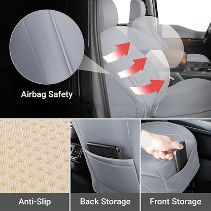 Coverland Premium Car Seat Covers Front Seats Waterproof Interior Protector | Airbag Compatible Non-Slip Seat Cover for A5, 400i, XJ-Series, LS460, Ghibli, Diamante, Tempest [Gray - Size Chart A28] - Image 7