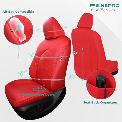 Custom Seat Covers for Toyota Camry 2018-2024, Red | Only Fit for Camry LE/SE/SE Nightshade 2018-2024, Not for Hybrid, Full Coverage, Faux Leather, Scratch-resistant, Easy-clean - Image 3