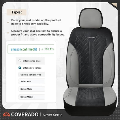 Coverado Front Seat Covers, Automotive Seat Covers 2 Seats, Leather Car Protectors 2-Pack, Auto Seat Covers Spill-Proof Design Universal Fit for SUV, Vans, Sedan, Truck - Image 4