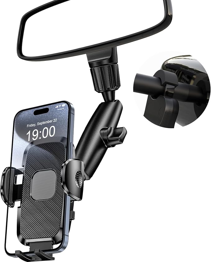 Phone Holders for Your Car, Rear View Mirror Phone Holder, 360° Rotating Car Phone Holder Mount Compatible with All 4"-7" iPhone and Android Cell Phones by JDHDL