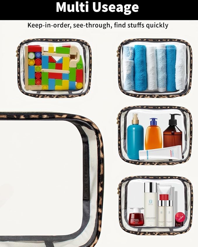 3 Pack Clear Makeup Bags for Women, TSA Approved Toiletry Bag Set for Travel Size Toiletries Carry on Travel Organizer Bags Waterproof Cosmetic Case Zipper Pouch Set Car Accessories Essentials - Image 7