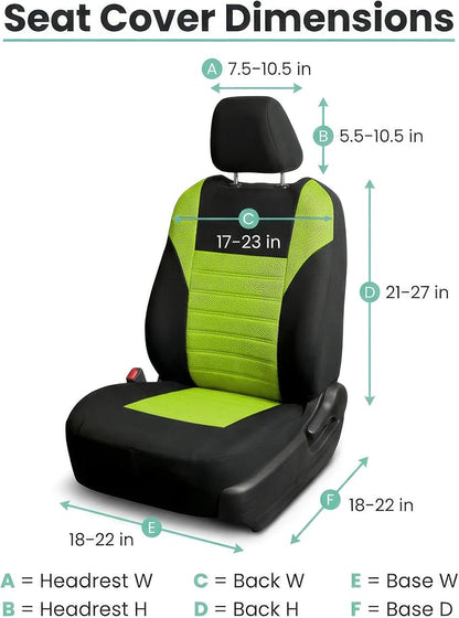 FH Group Automotive Car Seat Covers Front Set Premium 3D Air Mesh Front Seat Covers, Airbag Compatible Universal Fit Interior Accessories for Cars Trucks and SUVs - Green - Image 7
