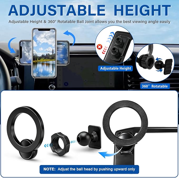 Car Phone Holder for Toyota Camry LE/SE 2025-2026 Accessories 8-inch Screen | Magsafe Strong Magnetic Phone Mount for iPhone, 360° Hands-Free No Air Vent Blockage One-Hand Operation Stable Stand - Image 4