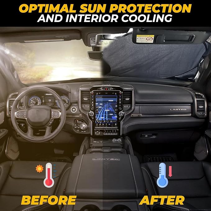 Autovir Truck Windshield Sun Shade Foldable – 280T Sun Visor Front Shield - Image 2