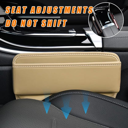 Ziciner Car Seat Gap Organizer, Premium Leather Auto Seat Storage Box, Vehicle Adjustable Front Seat Gap Filler, Car Seat Side Pocket Organizer for Phones, Glasses, Keys, Money, Cards (Beige) - Image 6