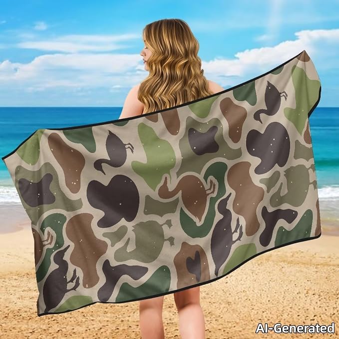 SEANATIVE Duck Camo Seat Cover Universal Car Sport Towel Seat Cushion Sweat-Absorbent Towel Cloth Suitable for All Seasons Beach Seat Cover Washable - Image 4