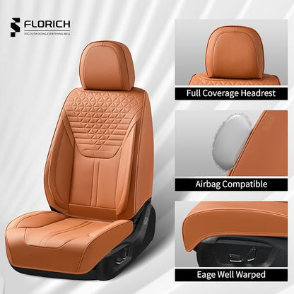Car Seat Covers for Front Seats, Universal Seat Cushion 2 Seats, Car Seat Protector Waterproof, Premium Leather Automotive Seat Covers for Most Cars, Sedans, SUVs, and Trucks-Brown - Image 6