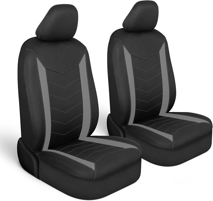Motor Trend SpillGuard Seat Covers for Cars Trucks SUV – Gray Seat Covers with Waterproof Neoprene Lining, Automotive Car Seat Covers for Front Seats Only, Forros Para Asientos de Carro by MotorTrend