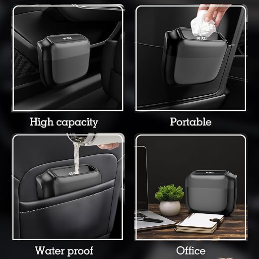 2 Pack Car Trash Can with Lid, Built-in Storage Garbage Bag, Black | Leakproof Car Door Trash Can with Hook, 60pcs Trash Bags, Mini Automotive Garbage Bin for Vehicle, Office, Home - Image 5