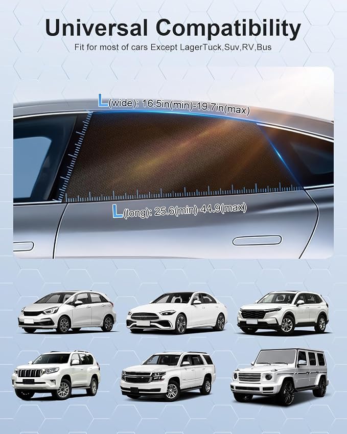 Car Window Shades(4 Pack)-Side Window Sun Shades, UV Protection Breathable Spandex Baby Window Covers, Universal Fit Most of Cars, Protect Privacy for Family-(27.2"x39.8"), Black - Image 7
